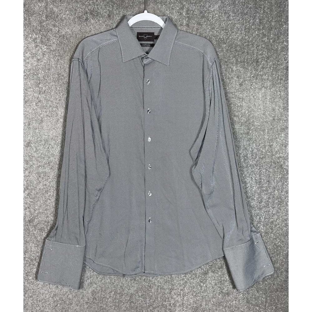 Black Brown 1826 Tailored Fit Dress Shirt Mens Sz XL Black Striped French Cuffs